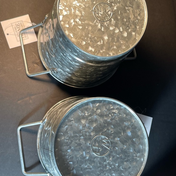 WH Walford Home Décor - Galvanized Metal Flower Pot Planters with Handles T56 - Picture 11 of 12